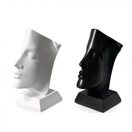 Şık Soyut Yüz Tasarımı Dekoratif Polyester Biblo | 26x10 cm Modern Ev Aksesuarı