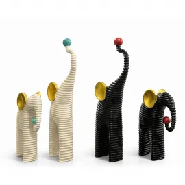 Dekoratif Polyester 2'li Modern Fil Biblo Seti | Zarif Ev Ofis Dekorasyon Objeleri