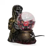 Gotik Azrail Kuru Kafa Figürlü Plazma Küre Lamba - Cadılar Bayramı Dekoratif Masa Objesi