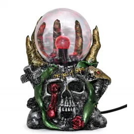 Gotik Kuru Kafa Temalı Özel Tasarım Polyester Plazma Lamba - Karanlık Sanat ve Işık Şöleni