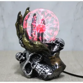 Gotik İskelet El Destekli Büyüleyici Plazma Lamba – Kuru Kafa Temalı Dekoratif Obje