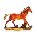 Canlı Tonlarda El Boyaması Polyester At Figürü Altın Yeleli Dekoratif Ev Biblosu