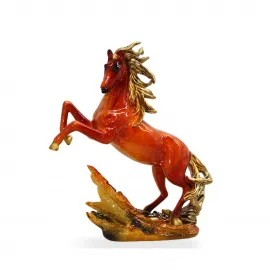 Parıldayan Şahlanmış At Figürü Dekoru | El Yapımı Polyester Ev ve Ofis Biblosu