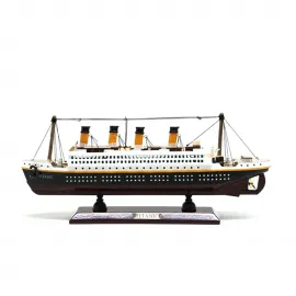 Özel Tasarım Işıklı Ahşap Titanik Gemi Modeli Biblo 35x45 cm - Koleksiyonluk Deniz Aracı Figürü