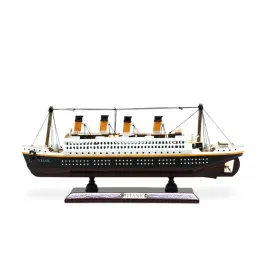 Özel Tasarım Işıklı Ahşap Titanik Gemi Modeli Biblo 35x45 cm - Koleksiyonluk Deniz Aracı Figürü