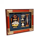 El Yapımı Ahşap Deniz Temalı Dekoratif Pano: Mayflower Gemisi ve Otantik Denizci Bağları