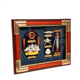 El Yapımı Ahşap Deniz Temalı Dekoratif Pano: Mayflower Gemisi ve Otantik Denizci Bağları