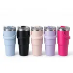 900 ML Taşıma Kulplu Paslanmaz Çelik Vakumlu Isı Yalıtımlı Termos Mug Bardak - Şık ve Fonksiyonel