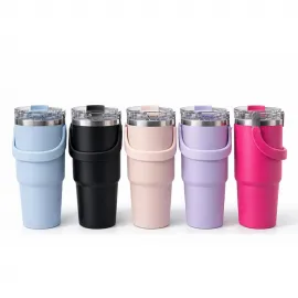 900 ML Taşıma Kulplu Paslanmaz Çelik Vakumlu Isı Yalıtımlı Termos Mug Bardak - Şık ve Fonksiyonel