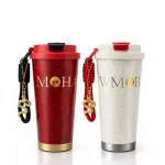 MOHA Lüks Vakumlu 710 ML Termos Bardak: Çift Katmanlı, Yılan Detaylı Şık Kırmızı & Beyaz Kupa