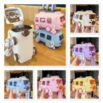 Sevimli Otobüs Tasarımlı Pipetli Çocuk Su Matarası 500 ml – Okul ve Günlük Kullanım İçin