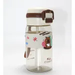 Sevimli Kapibara Desenli Silikon Kılıflı Pipetli Çocuk Matarası Sağlıklı Su Şişesi