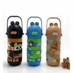 Eğitici Puzzle Figürlü Paslanmaz Çelik Çocuk Termosu | Pipetli & Askılı Sevimli Matara