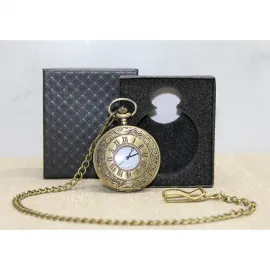 Özel Tasarım Antik Bronz Köstekli Saat Zincirli - Hediye Kutulu Nostaljik Cep Saati