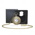 Özel Tasarım Antik Bronz Köstekli Saat Zincirli - Hediye Kutulu Nostaljik Cep Saati