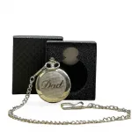 Babalar Gününe Özel Gümüş Kaplama Köstekli Saat - 'Dad' Yazılı Hediye Kutulu Cep Saati