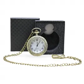 Özel Hediye Kutulu Antik Bronz Vintage Köstekli Cep Saati - Erkek & Kadın Aksesuarı