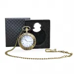 Özel Kutulu Antik Bronz Kaplama Köstekli Saat | Vintage Tarz Quartz Cep Saati Hediye