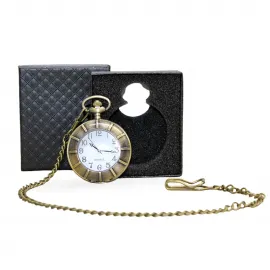 Özel Kutulu Antik Bronz Kaplama Köstekli Saat | Vintage Tarz Quartz Cep Saati Hediye