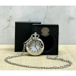 Zarif Gümüş Köstekli Cep Saati - Özel Hediye Kutulu Nostaljik Zaman Ölçer