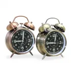 Vintage Retro Metal Çalar Saat - Sessiz Mekanizma, Fosforlu Kadran, Dekoratif Komodin Saati
