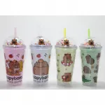 Sevimli Kapibara Figürlü Pipetli Boncuklu Termos Suluk – Capybara Desenli İçecek Bardağı