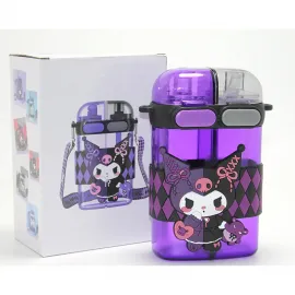 Kuromi Figürlü Mor Çift Bölmeli Pipetli Matara Suluk 10.5x18.5 Cm | Şık & Fonksiyonel