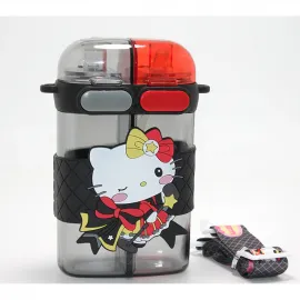Hello Kitty Figürlü Çift Bölmeli Çocuk Matarası - Okul ve Spor İçin Taşınabilir Sağlıklı Su Suluk Şişesi
