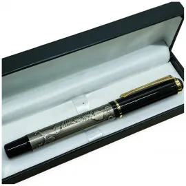 Atatürk Baskılı Şık Tasarım Krom Detaylı Siyah Tükenmez Kalem Hediye Kutulu