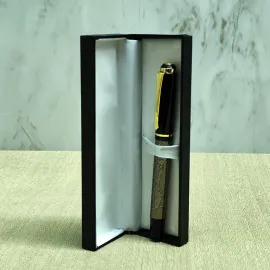 Atatürk Baskılı Şık Tasarım Krom Detaylı Siyah Tükenmez Kalem Hediye Kutulu