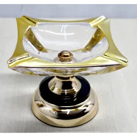 Şık Metal Ayaklı Lüks Kare Cam Küllük | Modern Ev Ofis Dekorasyonu İçin Estetik Obje