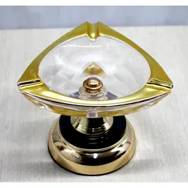 Lüks Gold Metal Ayaklı Şık Cam Küllük - Modern Ofis ve Ev Dekorasyonu için Zarif Obje