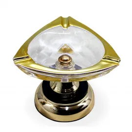 Lüks Gold Metal Ayaklı Şık Cam Küllük - Modern Ofis ve Ev Dekorasyonu için Zarif Obje