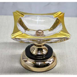 Şık Gold Metal Ayaklı Lüks Cam Küllük, Modern Ev ve Ofis Dekorasyonu İçin Estetik ve Fonksiyonel Tasarım