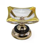 Şık Gold Metal Ayaklı Lüks Cam Küllük, Modern Ev ve Ofis Dekorasyonu İçin Estetik ve Fonksiyonel Tasarım