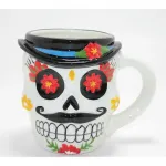 3D Kabartmalı Meksika Şeker Kurukafa Kupa Bardak - Canlı Renkli Dia de los Muertos Tasarımı