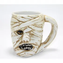 Antik Mısır Mumya Tasarımlı 3D Kabartmalı Korku Temalı Seramik Kupa Bardak