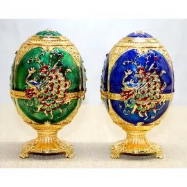 Swaroski Taşlı El Yapımı Tavuskuşu Desenli Lüks Dekoratif Kürdanlık Biblo | Özel Hediye