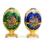 Swaroski Taşlı El Yapımı Tavuskuşu Desenli Lüks Dekoratif Kürdanlık Biblo | Özel Hediye