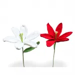 El Yapımı Beyaz ve Kırmızı El Örgüsü Zambak Çiçeği | Zarif Ev Dekorasyonu