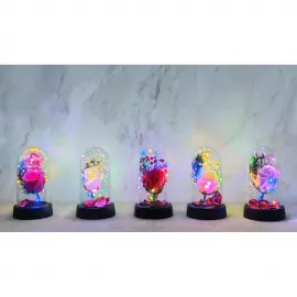 Işıklı Müzikli Solmayan Büyük Gül Cam Fanus Biblo Sevgiliye Romantik Hediye Objesi