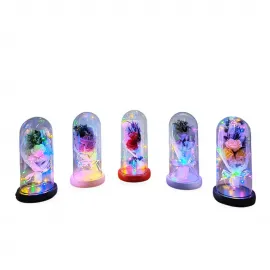 Romantik Işıklı Müzikli Gül Buketi Fanusu - Sevgiliye Özel LED'li Cam Dekoratif Hediye