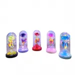 Işıklı Müzikli Romantik Sonsuz Aşk Kelebekli Fanus Gül Dekoratif Obje Gece Lambası