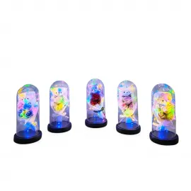 Işıklı Müzikli Fanus: Sevimli Ayıcık ve Renkli Güllerle Romantik Dekoratif Obje Hediye