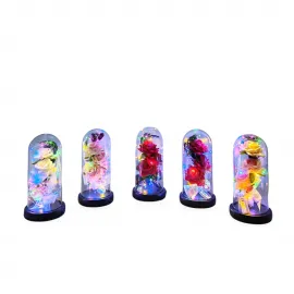 Büyüleyici Işıklı Müzikli Gül Cam Fanus: Romantik Ev Dekoru ve Özel Hediye