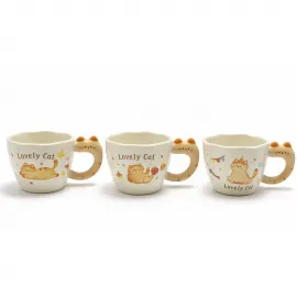 Sevimli 3D Kedi Figürlü Kulplu Seramik Kupa Bardak – Özel Tasarım Kahve Keyfi