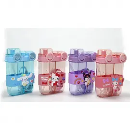 My Melody Çift Bölmeli Pipetli Matara Suluk | Sevimli Sanrio Karakterli Çocuk Su Şişesi