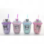 Sanrio Kuromi Figürlü Pipetli Kapaklı Renkli Glitter Soğuk İçecek Kupa Bardağı