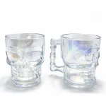 2 Parça İridesan Parlak Cam Kurukafa Kupa Bardak Seti – Gotik Tasarım İçecek Takımı