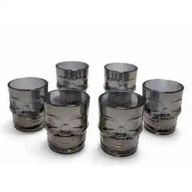 Partilerin Vazgeçilmezi: 6'lı Füme Kurukafa Cam Shot Bardağı Serisi - Şık ve Çarpıcı Sunumlar